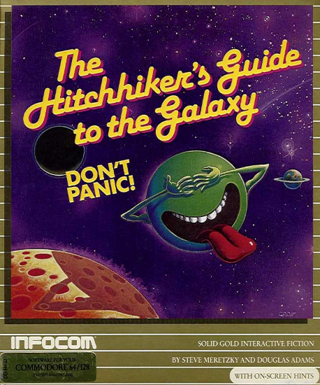 Hitchhikers Guide to the Galaxy box art for Commodore 64
